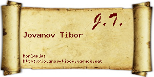 Jovanov Tibor névjegykártya
